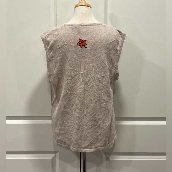 Vintage Bobbie Brooks 90’s Knit Fall Vest Leaves Acorn Apples Novelty Teacher L - Picture 3 of 7